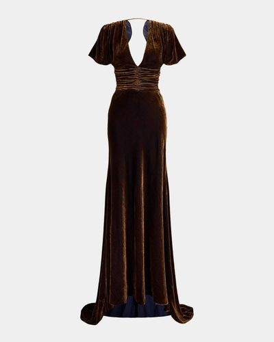 Ralph Lauren Collection Charisse Changeant Velvet Evening Dress
