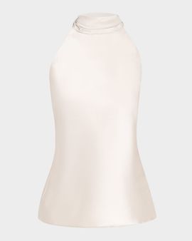 Ralph Lauren Collection Chilton Stretch Silk Charmeuse Halter Top