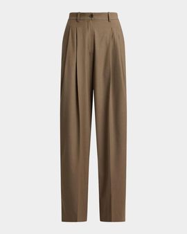 Ralph Lauren Collection Clarice Wool-Blend Pleated Wide-Leg Pants