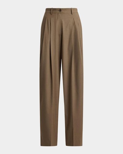 Ralph Lauren Collection Clarice Wool-Blend Pleated Wide-Leg Pants