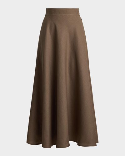 Ralph Lauren Collection Classic Linen A-Line Midi Skirt