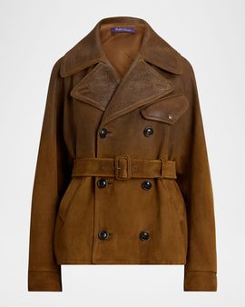 Ralph Lauren Collection Eldridge Degrade Suede Leather Belted Moto Jacket