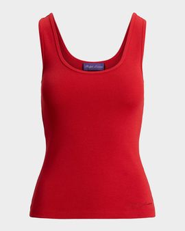 Ralph Lauren Collection Ellis Rib-Knit Cotton-Blend Tank Top