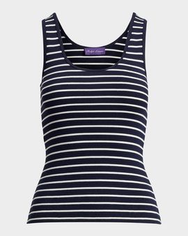 Ralph Lauren Collection Ellis Rib-Knit Striped Tank Top