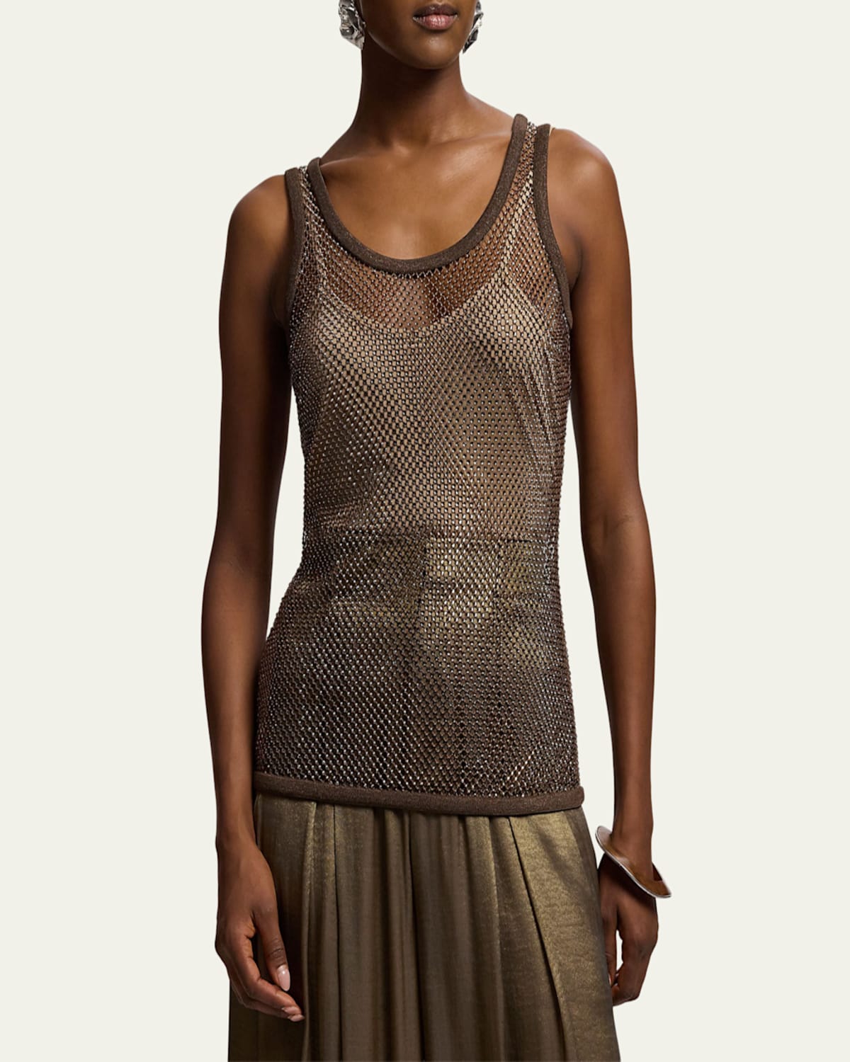 Ralph Lauren Collection - Embellished Mesh Tank Top
