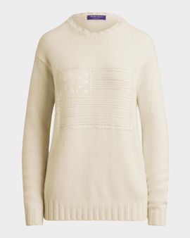 Ralph Lauren Collection Flag Cashmere-Blend Crewneck Sweater