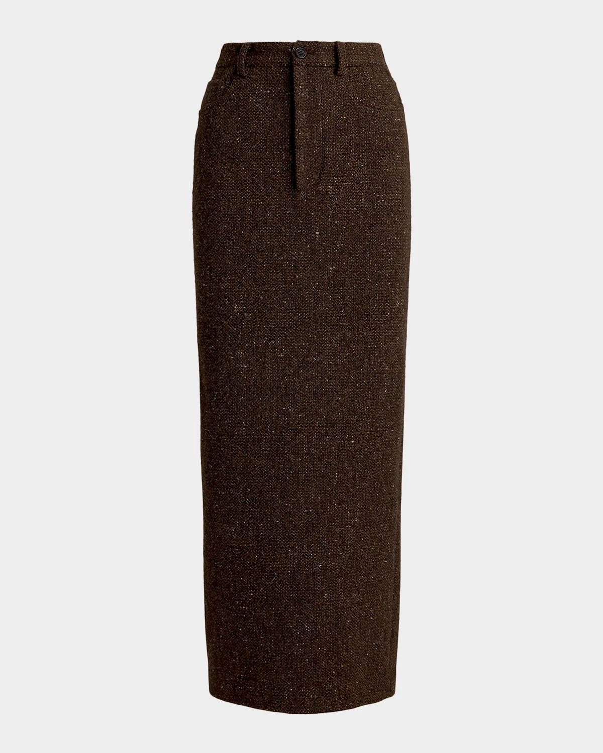 Ralph Lauren Collection Fontaine Wool-Blend Donegal Tweed Maxi Skirt