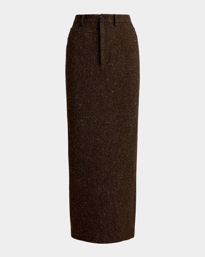 Ralph Lauren Collection Fontaine Wool-Blend Donegal Tweed Maxi Skirt