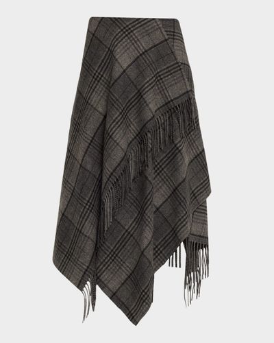 Ralph Lauren Collection Fringed Plaid Wrap Midi Skirt