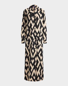 Ralph Lauren Collection Geo Wool Crepe Long Coat