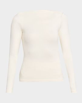 Ralph Lauren Collection High-Neck Silk Rib Long-Sleeve Sweater