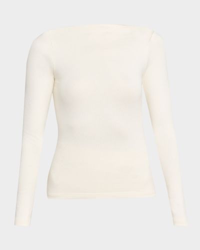 Ralph Lauren Collection High-Neck Silk Rib Long-Sleeve Sweater