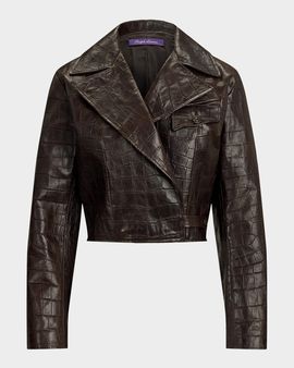 Ralph Lauren Collection Jaxson Printed Lambskin Moto Jacket