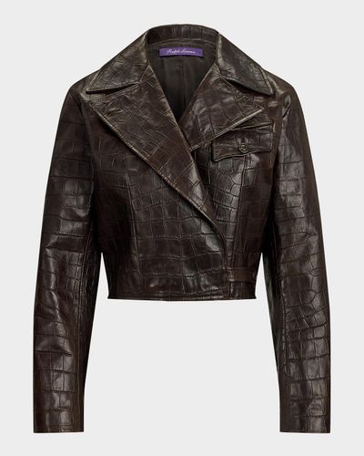 Ralph Lauren Collection Jaxson Printed Lambskin Moto Jacket