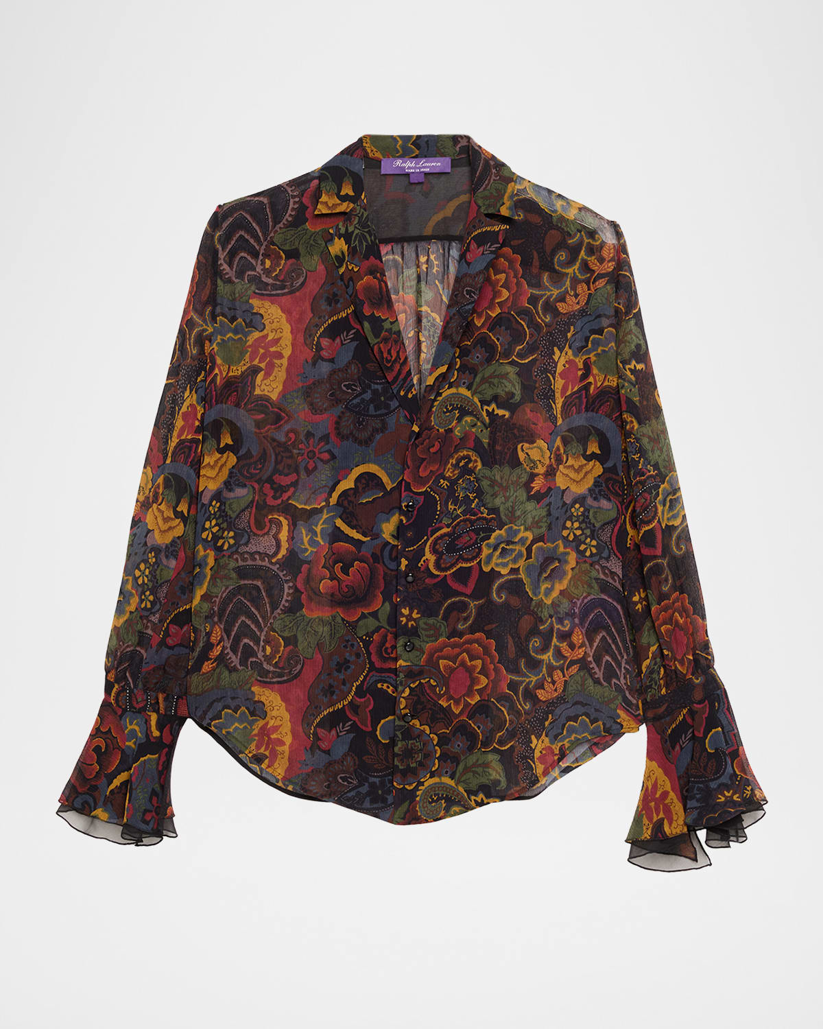Ralph Lauren Collection Jolie Paisley Crinkle Chiffon Blouse