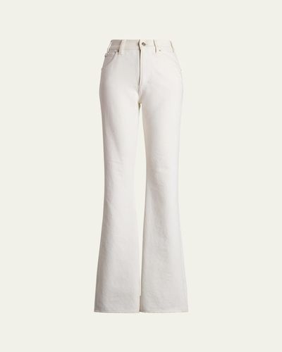 Ralph Lauren Collection Kaida Mid-Rise White Denim Bootcut Jeans