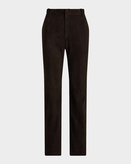 Ralph Lauren Collection Keegan Lamb-Suede Straight-Leg Pants