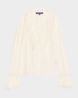 Ralph Lauren Collection Kensley Cotton-Silk Voile Blouse