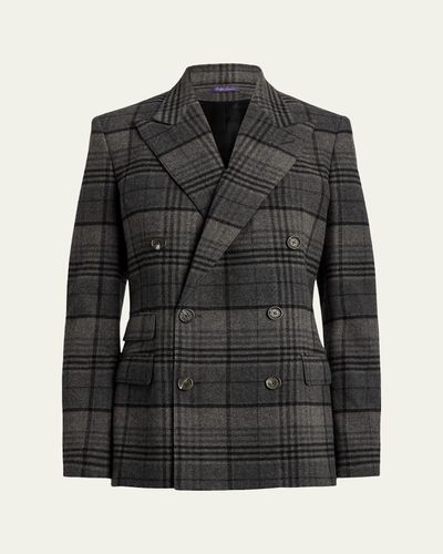 Ralph Lauren Collection Kent Plaid Wool Double-Breasted Jacket