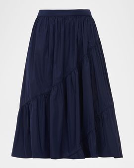 Ralph Lauren Collection Kyle Featherweight Taffeta Midi Skirt