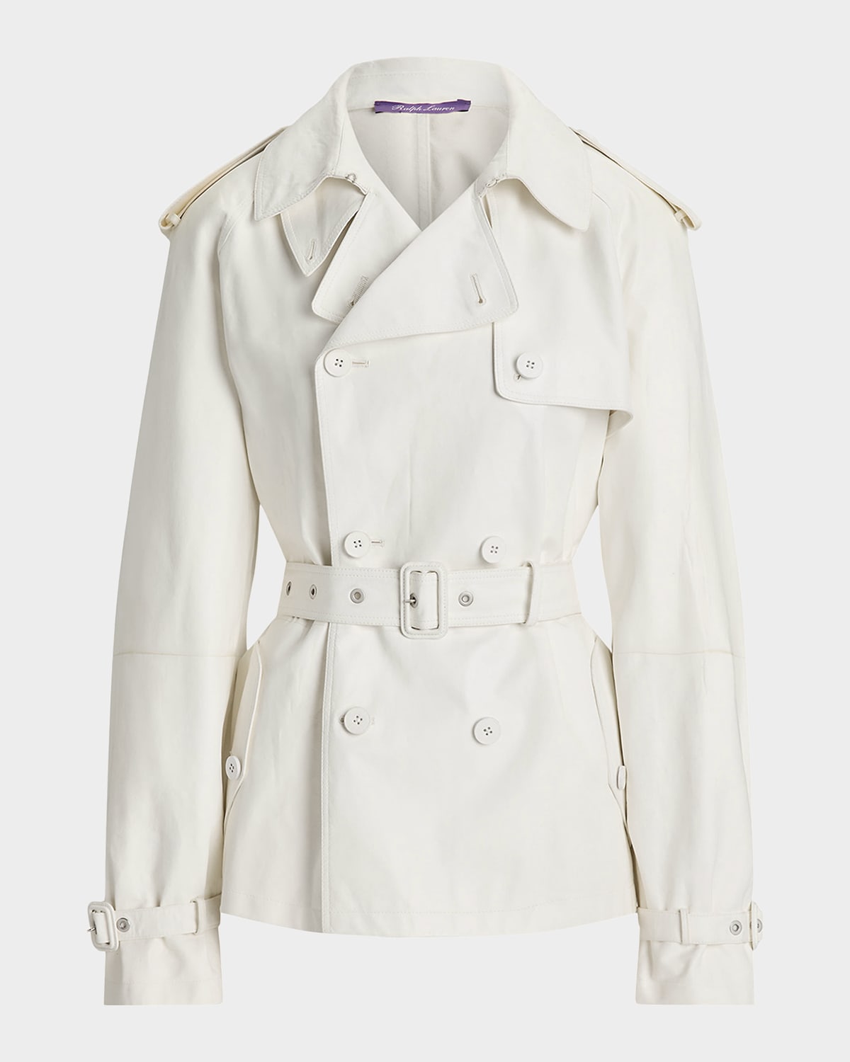 Ralph Lauren Collection Maiven Leather Cropped Trench Coat