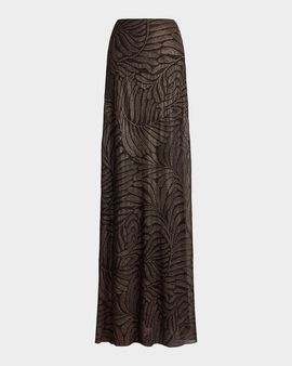 Ralph Lauren Collection Masina Foiled Crinkle Chiffon Skirt