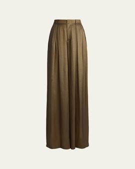 Ralph Lauren Collection Metallic Lightweight Lame Wide-Leg Trousers
