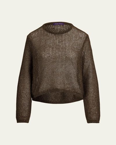 Ralph Lauren Collection Metallic Mesh Boatneck Sweater