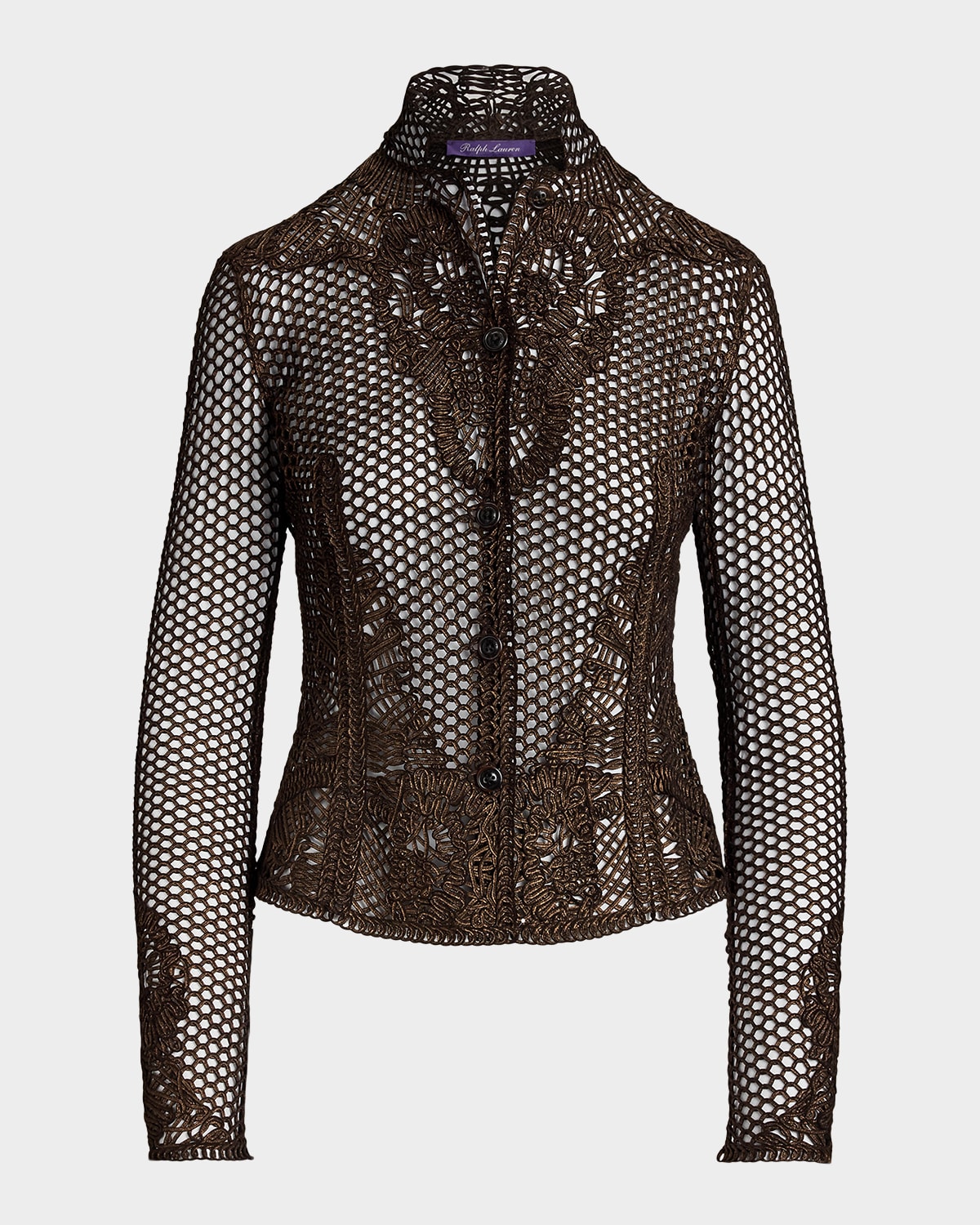 Ralph Lauren Collection Metallic Suede Open-Knit Single-Breasted Jacket