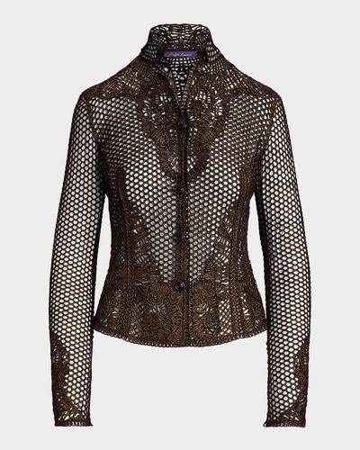Ralph Lauren Collection Metallic Suede Open-Knit Single-Breasted Jacket
