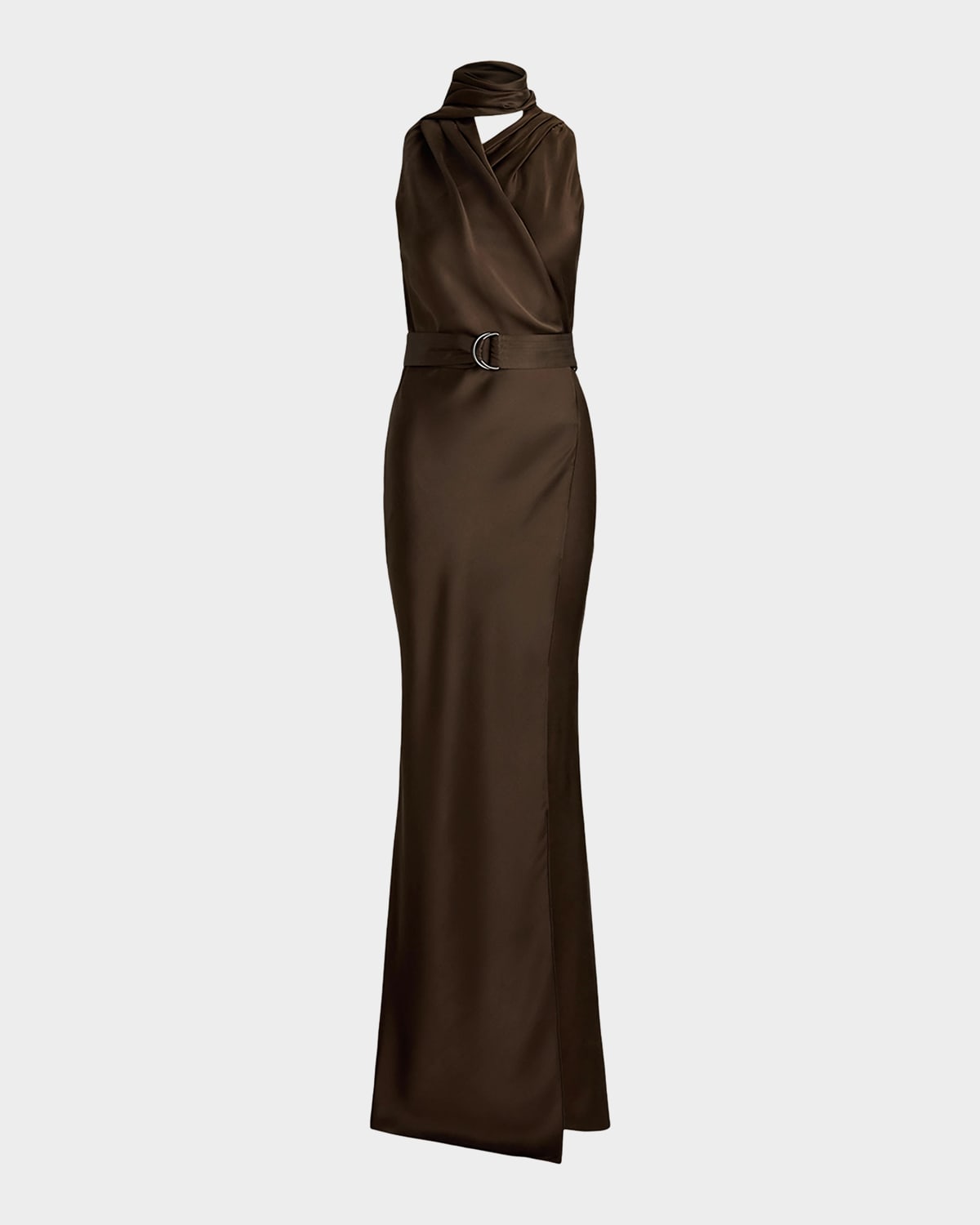 Ralph Lauren Collection Neck-Scarf Washed Duchesse-Silk Wrap Gown