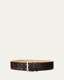 Ralph Lauren Collection Pebbled Vachetta Leather Belt