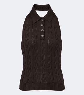 Ralph Lauren Collection Ralph Lauren Collection Cable-knit silk halterneck top