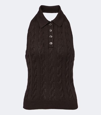 Ralph Lauren Collection Ralph Lauren Collection Cable-knit silk halterneck top