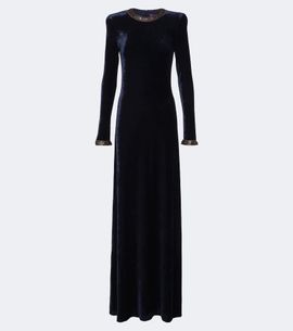 Ralph Lauren Collection Ralph Lauren Collection Nancie leather-trimmed velour gown