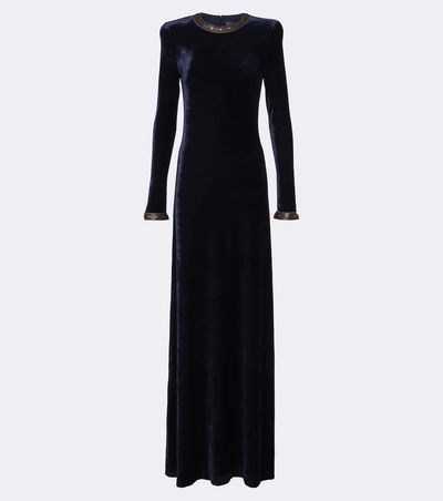 Ralph Lauren Collection Ralph Lauren Collection Nancie leather-trimmed velour gown