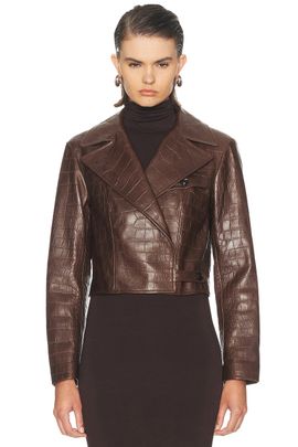 Ralph Lauren Collection Ralph Lauren Collection Printed Leather Jaxson Lined Moto Jacket
