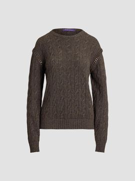Ralph Lauren Collection Ralph Lauren Collection Women's Chain-Trim Cable Cashmere Sweater