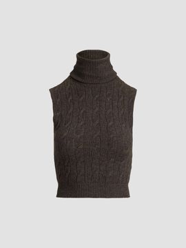 Ralph Lauren Collection Ralph Lauren Collection Women's Chain-Trim Cable Sleeveless Turtleneck Top