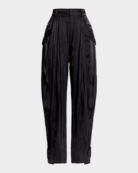 Ralph Lauren Collection Satin Wide-Leg Ankle Cargo Pants