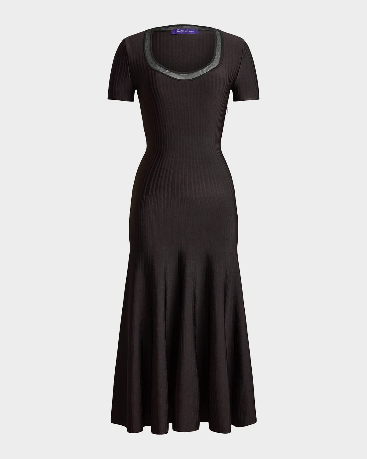 Ralph Lauren Collection Sheer Scoop-Neck Short-Sleeve Fit-And-Flare Dress