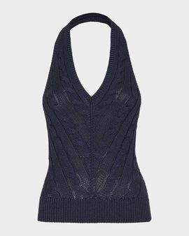 Ralph Lauren Collection Silk Cable-Knit Halter Top