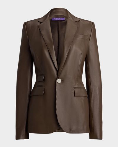 Ralph Lauren Collection Single-Breasted Plonge Leather Blazer