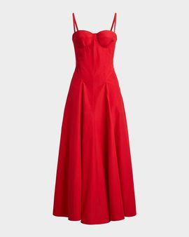 Ralph Lauren Collection Sleeveless Basque-Waist Bustier Midi Dress