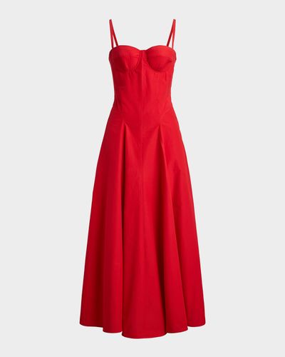 Ralph Lauren Collection Sleeveless Basque-Waist Bustier Midi Dress