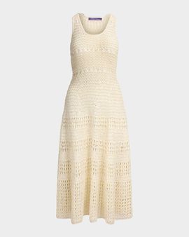 Ralph Lauren Collection Sleeveless Crochet Knit Midi Dress