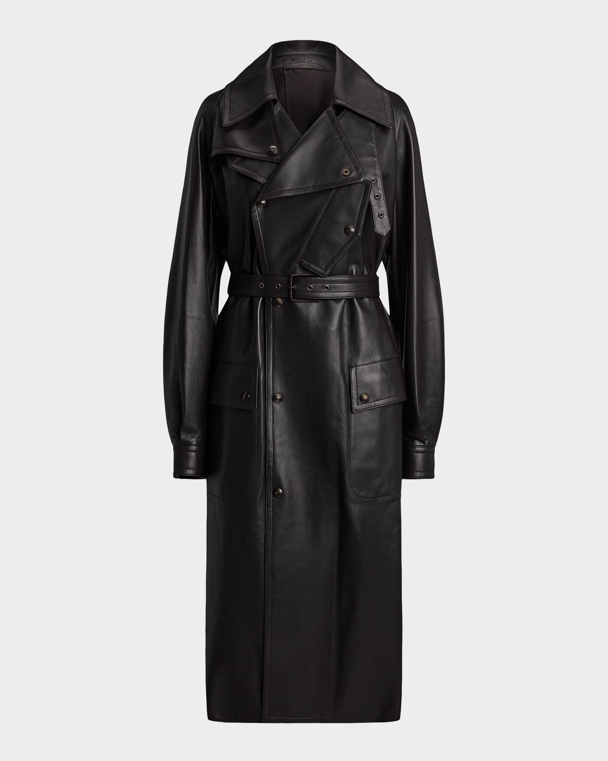 Ralph Lauren Collection Soft Leather Belted Trench Jacket