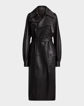 Ralph Lauren Collection Soft Leather Belted Trench Jacket