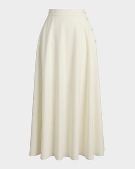 Ralph Lauren Collection Sonya Tropical Wool Crepe A-Line Midi Skirt