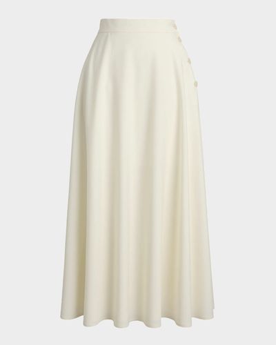Ralph Lauren Collection Sonya Tropical Wool Crepe A-Line Midi Skirt